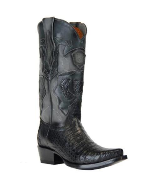 Men's Black Genuine Caiman Belly Handcrafted Dress Cowboy Boot Cheap Priced For Sale Online - 6EE