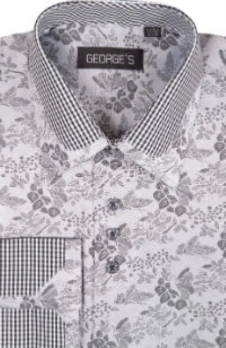 Black George Cotton Spread Collar Dress Shirt - US 46 Regular / EU 56 Regular