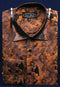 Brown Fancy Polyester Dress Fashion Shirt With Button Cuff For Men's Dress Shirt Night Club Outfit Guys Wear For Men Clothing Fashion
