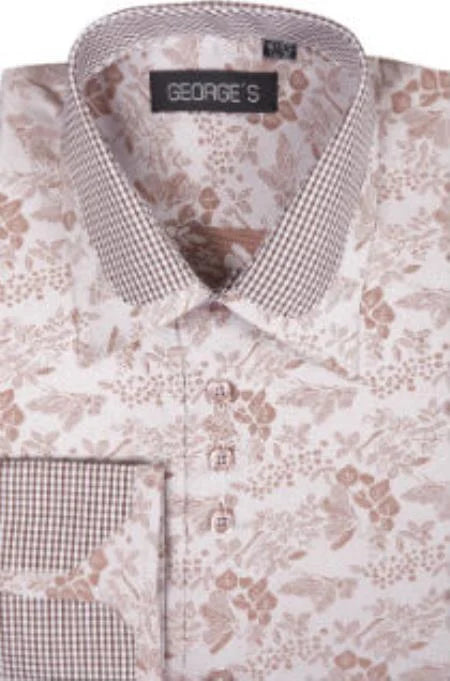 Brown Trimmed Down Regular Fit Tailoring Spread Collar Dress Shirt - US 46 Regular / EU 56 Regular