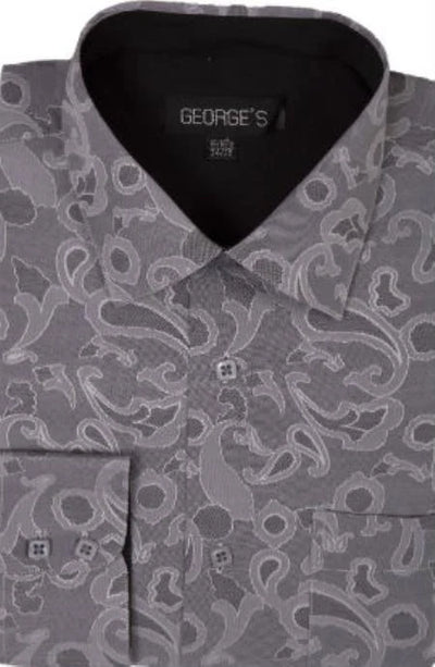 Gray Spread Collar Casual Touch Dress Shirt
