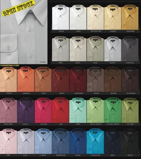 Men's Basic Normal 65%Poly 35%Cotton Dress Shirt In 34 Colors Men's Dress Shirt - Small 14.5" Neck / 32-33" Sleeve
