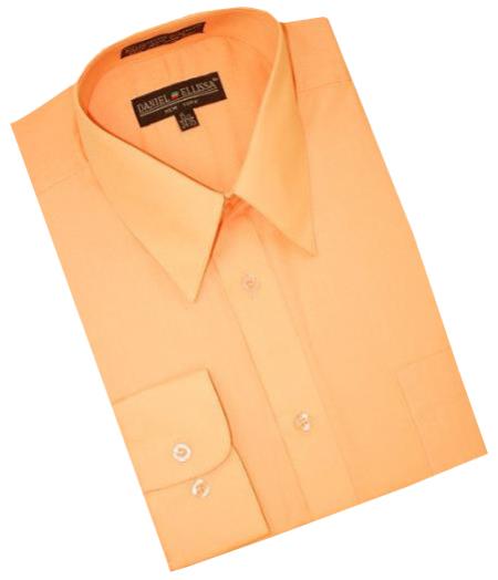 Peach Cotton Blend Convertible Cuffs Men's Dress Shirt