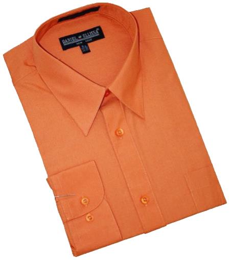 Men's Rust Reddish-brow Cotton Blend Convertible Cuffs Dress Shirt Small 14.5" Neck/32-33" Sleeve Men's Rust Reddish-brow Cotton Blend Convertible Cuffs Dress Shirt Small 14.5" Neck/32-33" Sleeve