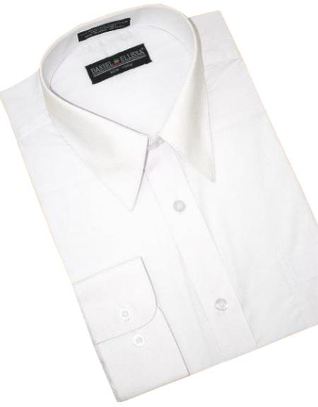 White Cotton Blend Convertible Cuffs Men's Dress Shirt - Small 14.5" Neck/32-33" Sleeve