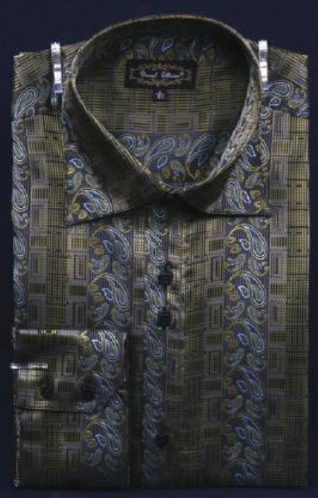 Men's Olive Green One Chest Pocket Fancy Polyester Shirt With Button Cuff Night Club Outfit Guys Wear For Men Clothing Fashion - M Or Medium