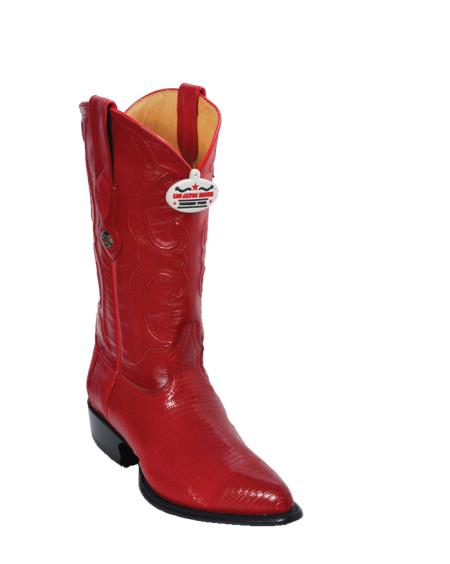 Los Altos Boots Red Ring Lizard J-Toe Cowboy Boots - 6EE