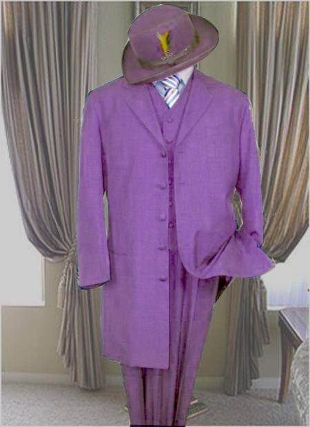 Classic Long Lavender Fashion Zoot Suit - 36 Regular Jacket+30 Waist Adjustable 26to32)Height: 5'7"-6')(Neck: 14.5-16:S)