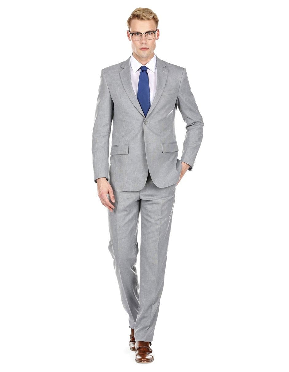 Mens Grey Suit Mens Modern Fit Summer Wedding Suit Light Grey - 38 Short Jacket+32 Waist Adjust 28to34)(Height: 5 4 to5 7 )(Neck 15-16.5)S-M)