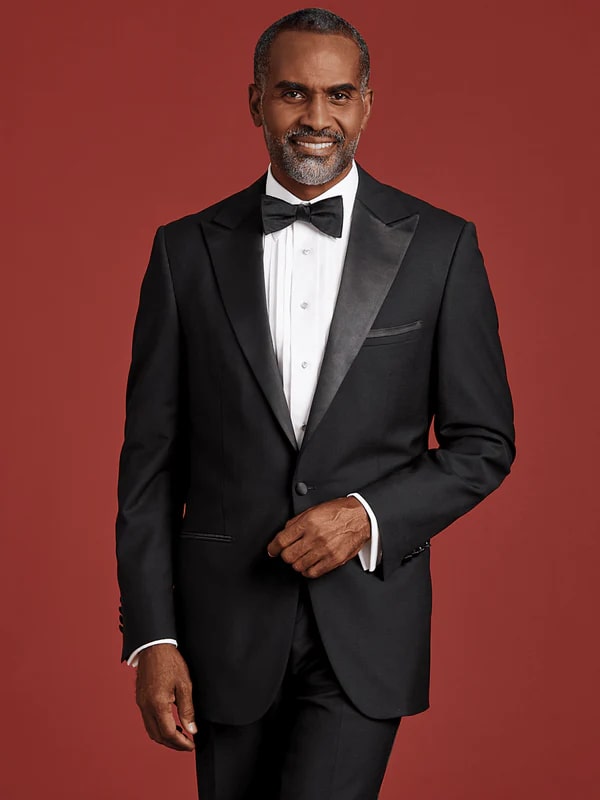 Mens Single Breasted Peak Lapel Tuxedo Jacket Black - 34 Short or Extra Small