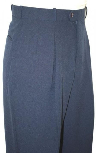 Mens Pleated Dress Pants Navy Blue Wide Leg Slacks Pleated baggy dress trousers unhemmed unfinished bottom