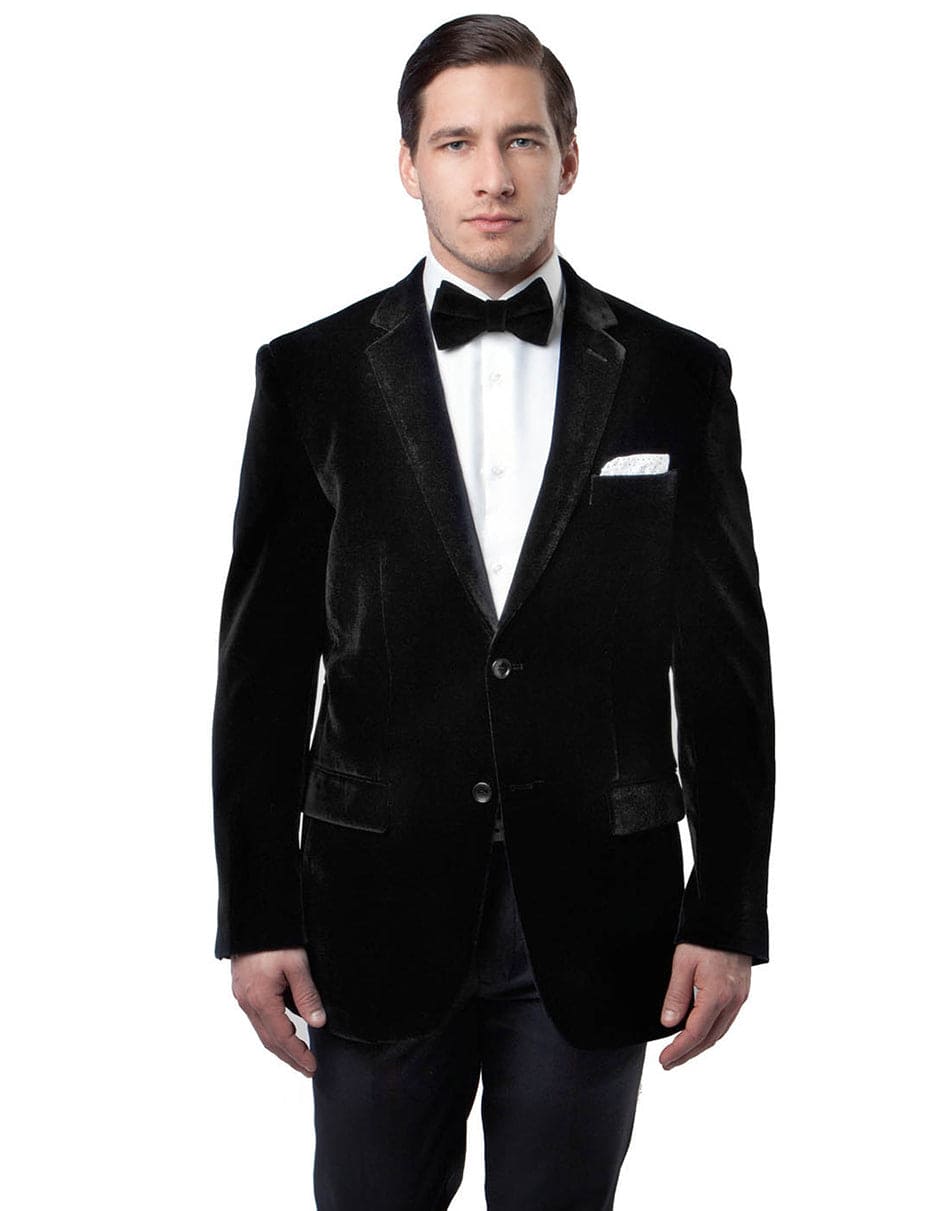 Mens 2 Button Velvet in Black - 38 Short Jacket+32 Waist Adjustable 28to34)(Height: 5 4 to5 7 )(Neck 15-16.5)S-M)
