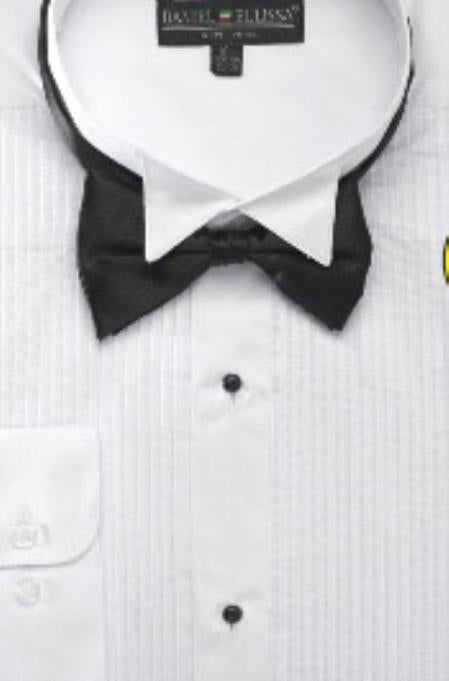 Men's Wing Tip Tuxedo Shirt With Bow Tie - Men's Neck Ties - Mens Dress Tie - Trendy Mens Ties - Small 14.5" Neck / 32-33 Sleeve