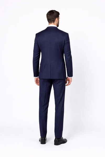 Mens Slim Fit 100% Wool Suit by Rossiman Rossi Peak Lapel Jacket and Plum Tapered Pants