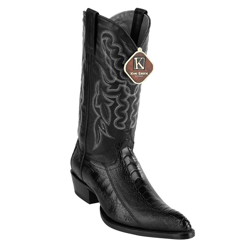 Mens King Exotic Ostrich Leg Boots Black (4980505) - 6 E
