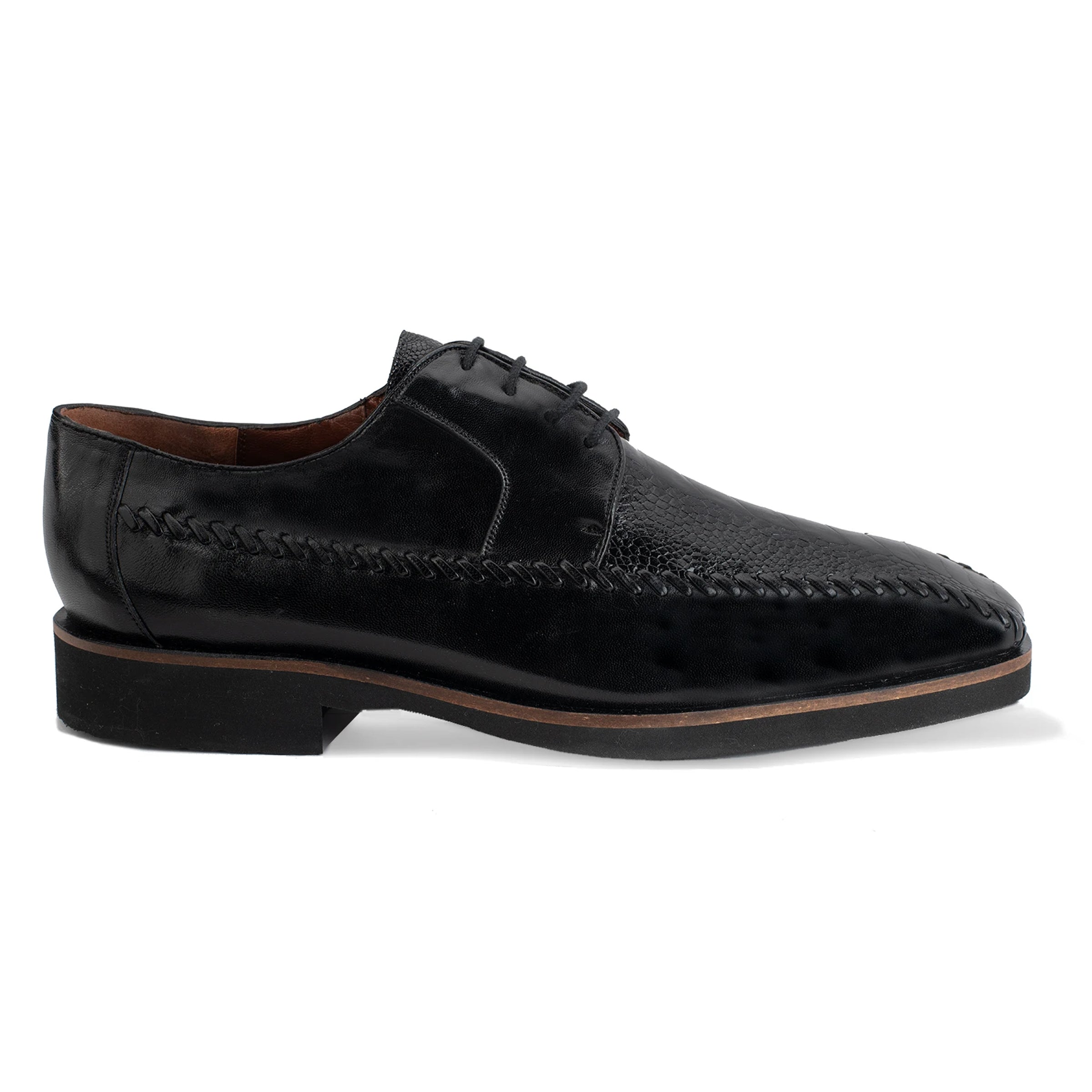 Mens Belvedere Tyson Genuine Ostrich & Calf Skin Dress Shoe in Burgundy - 8