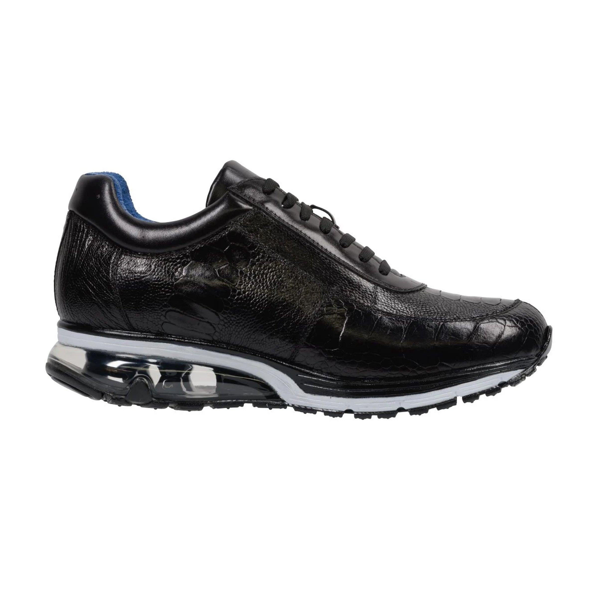 Belvedere Todd Men's Shoes Black Exotic Genuine Ostrich Casual Sneakers - 6
