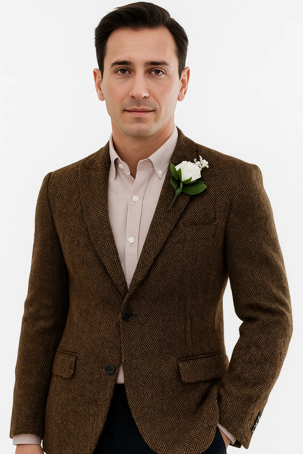Mens Blazer Tweed Blazer Herringbone Blazer - Z-Dark Brown