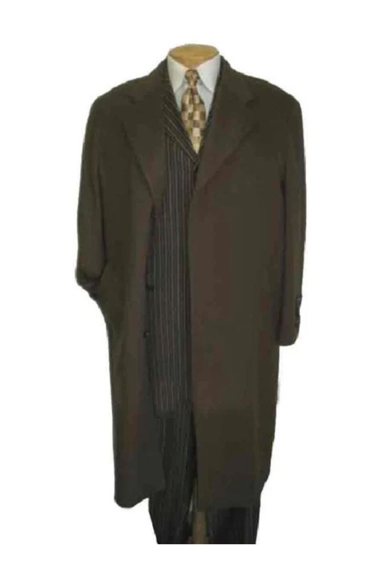 Mens Full Length Chocolate brown Overcoat Wool - Mens Topcoat - Coat Size 38