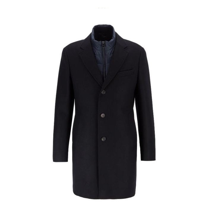 Mens Notch Lapels Standard Length Coat Dark Blue - Coat Size 38