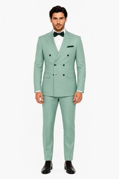 Mens Sage Green Double Breasted Suit