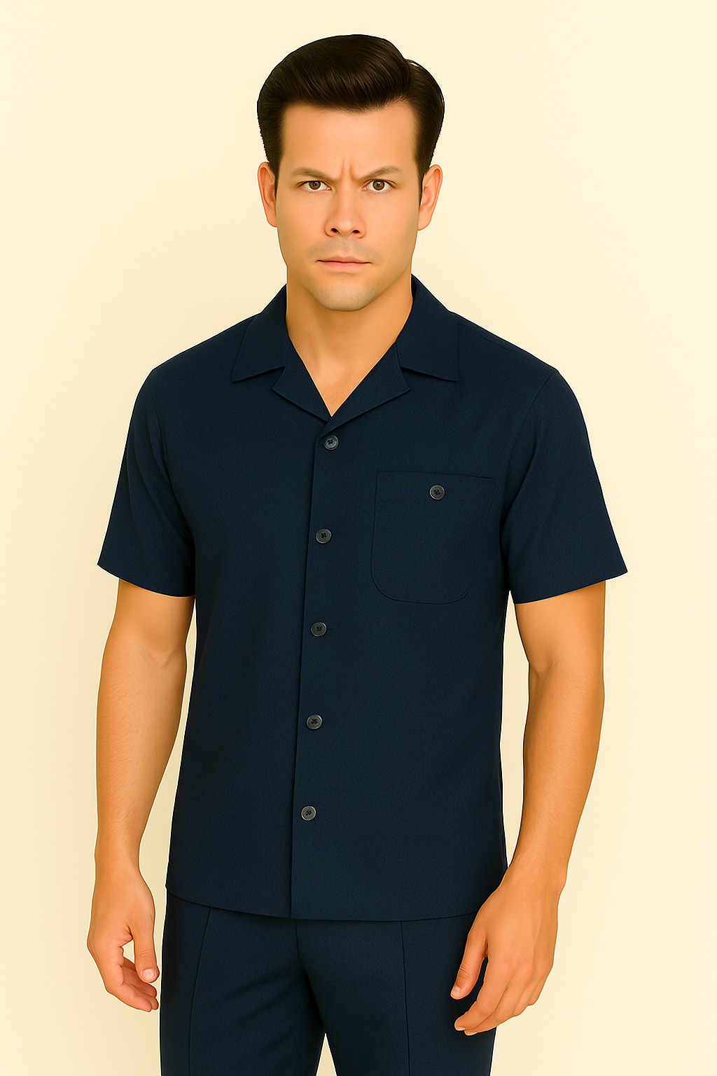 Mens Walking Suit in Color navy leisure suit causal Matching Shirt and Pants $99 - S/30