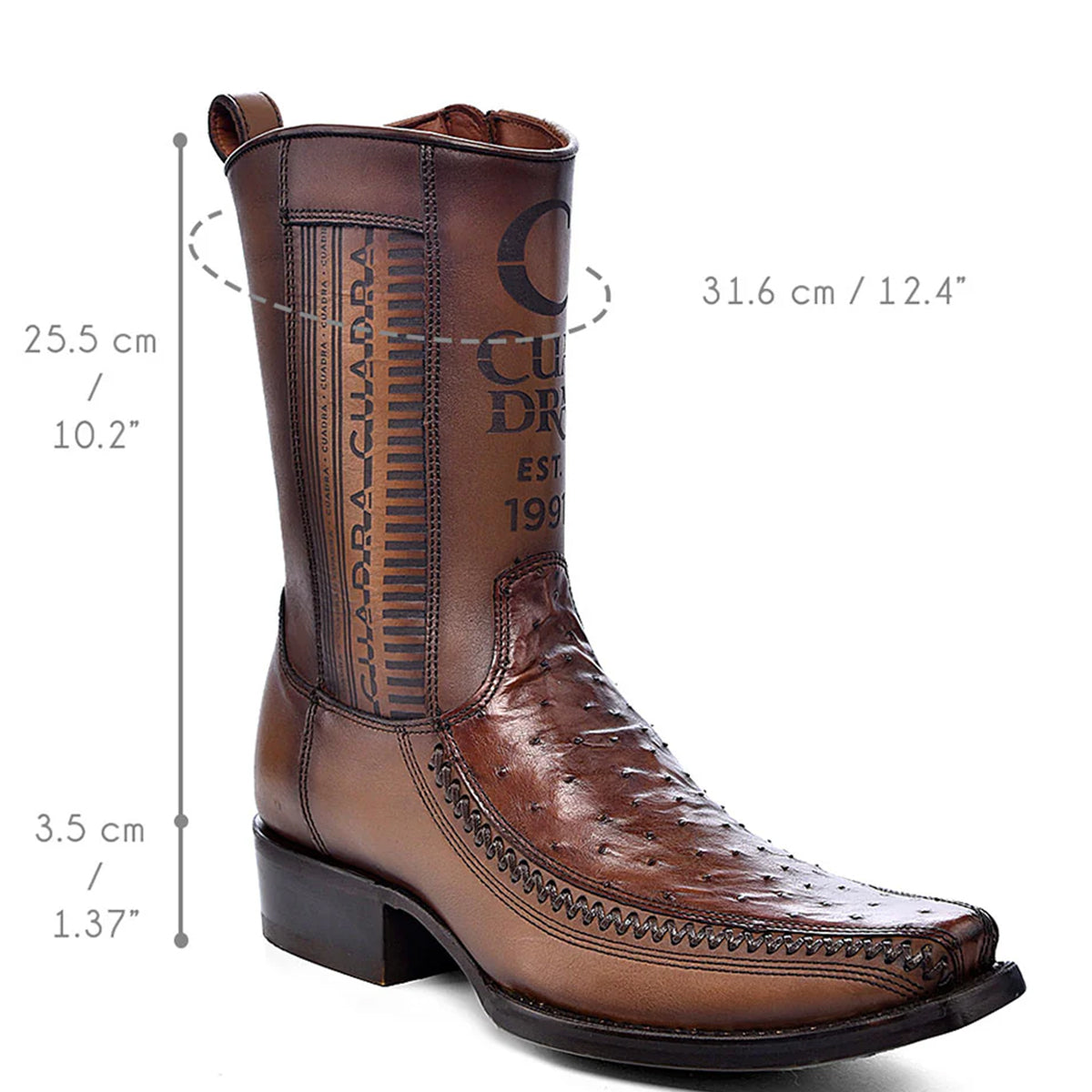 Honey Ostrich Zipper Boot - EE