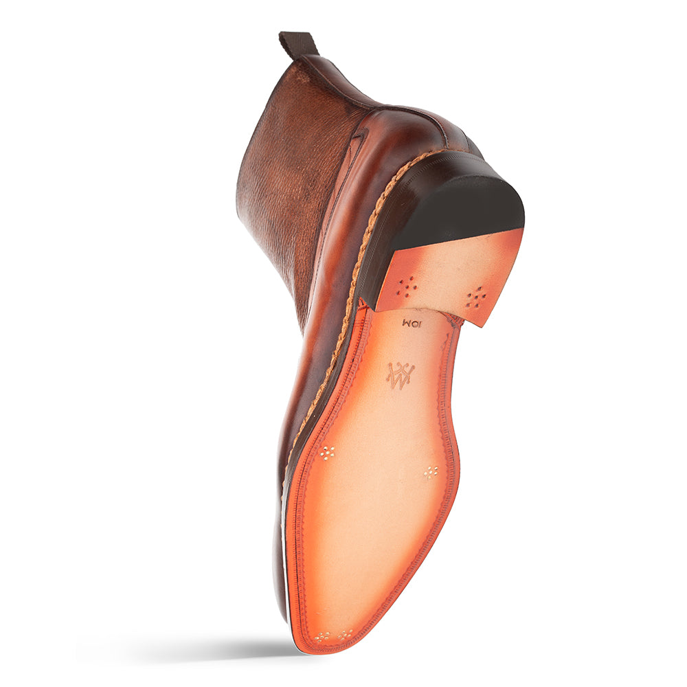Musico Dress Zip Boot Dark Cognac/Chocolate By Mezlan Made In Spain Brand - 8M