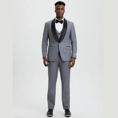 Stacy Adams 3pc Tuxedo Shawl Lapel, Mid Grey
