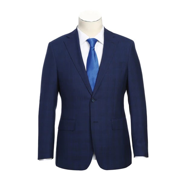 Designer Brand - Wool Stretch Single Breasted Slim Fit Midnight Blue Suit - Coat Size 38