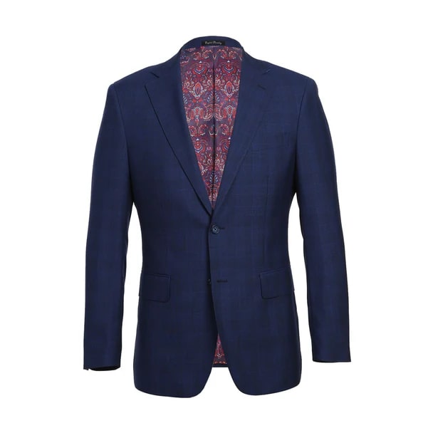 Designer Brand - Wool Stretch Single Breasted Slim Fit Midnight Blue Suit - Coat Size 38