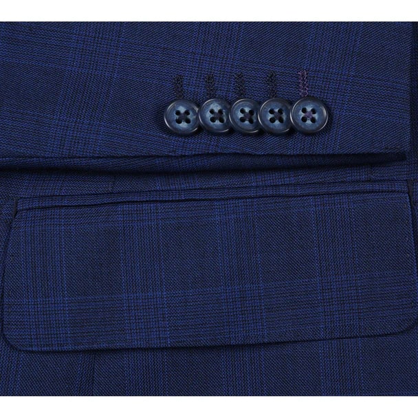 Designer Brand - Wool Stretch Single Breasted Slim Fit Midnight Blue Suit - Coat Size 38
