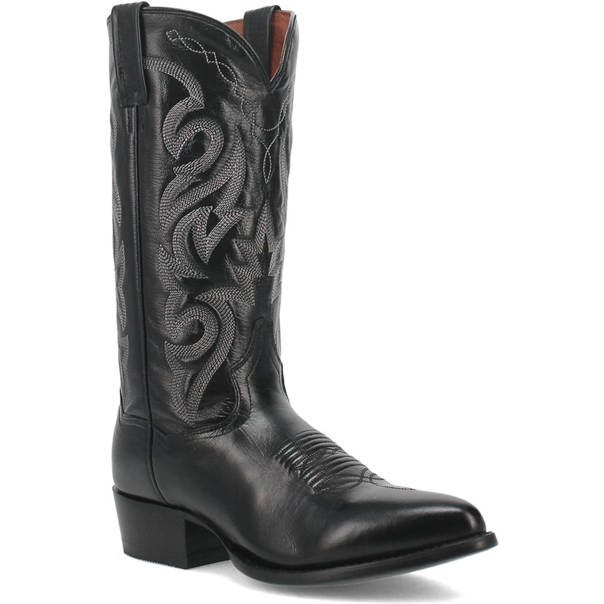 Dan Post Men’s Milwaukee 13 J Pointed Toe Black Cowboy Fine Leather Boot - 6.5D