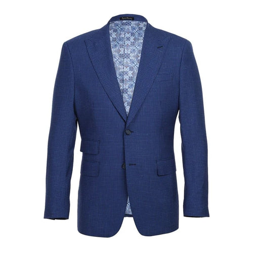 English Laundry Suits Designer Brand - Wool Stretch with Linen Double Breasted Blue Slim Fit Suit