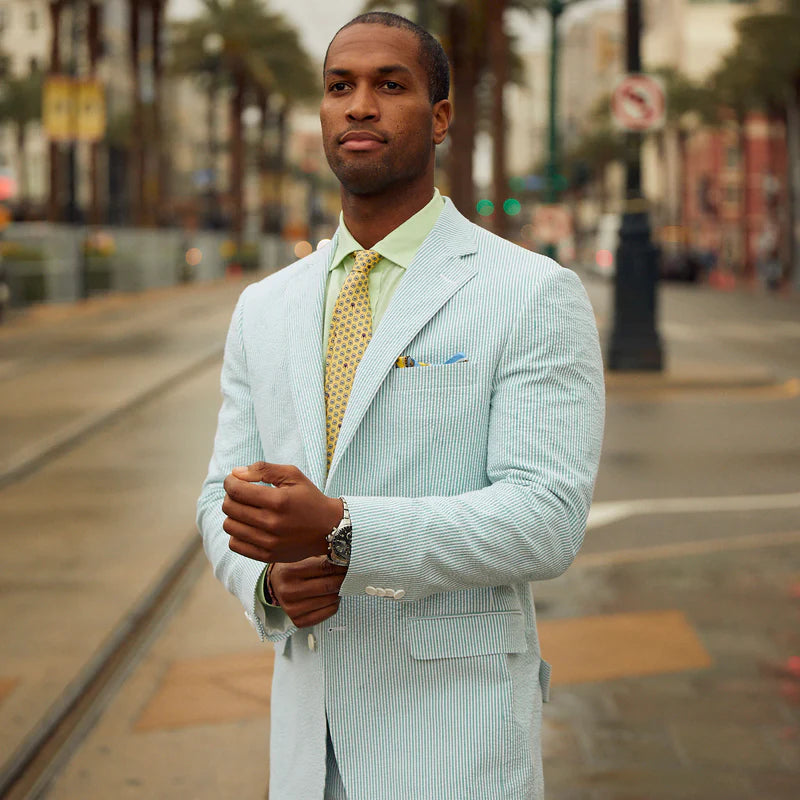 Seersucker Blazer - "Julep Green" Seersucker Sport Coat Mint Julep Green Seersucker Stretch Sport Coat - 38 R
