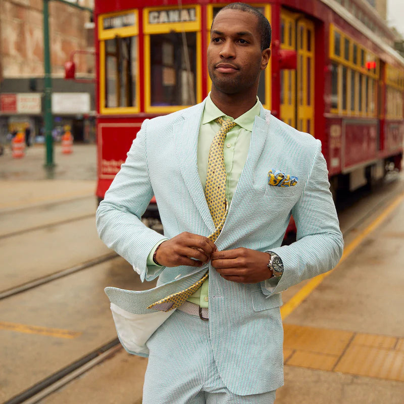 Seersucker Blazer - "Julep Green" Seersucker Sport Coat Mint Julep Green Seersucker Stretch Sport Coat - 38 R