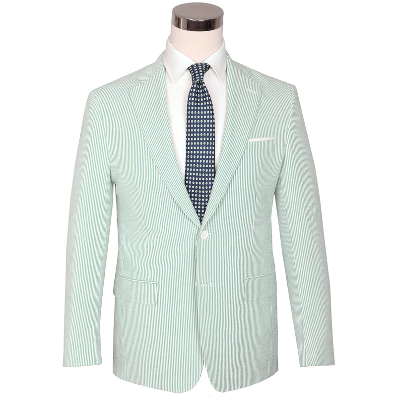 Seersucker Blazer - "Julep Green" Seersucker Sport Coat Mint Julep Green Seersucker Stretch Sport Coat - 38 R