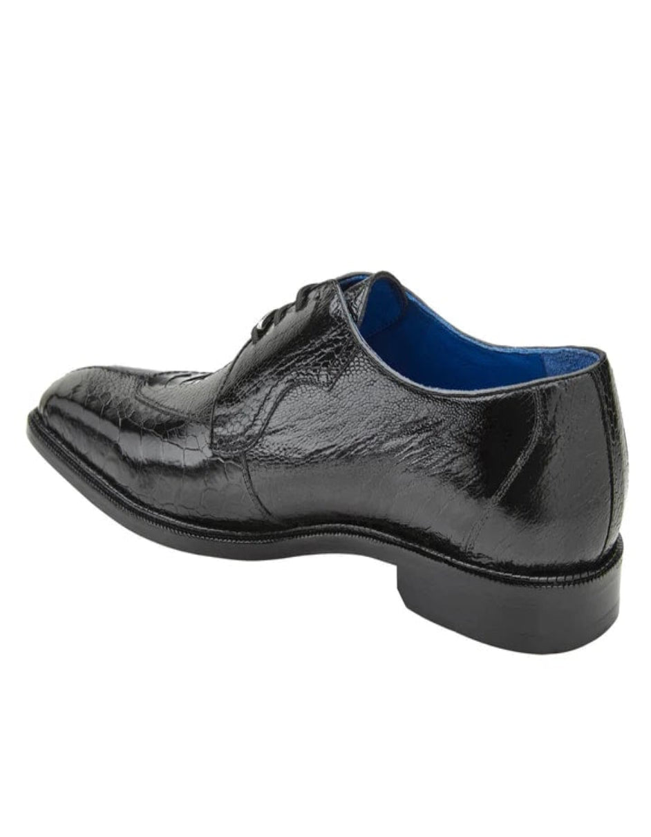 Men's Belvedere Siena Ostrich Leg Moc Toe Dress Black Shoe - US 9.5 Standard/D/ Medium / Eu:42