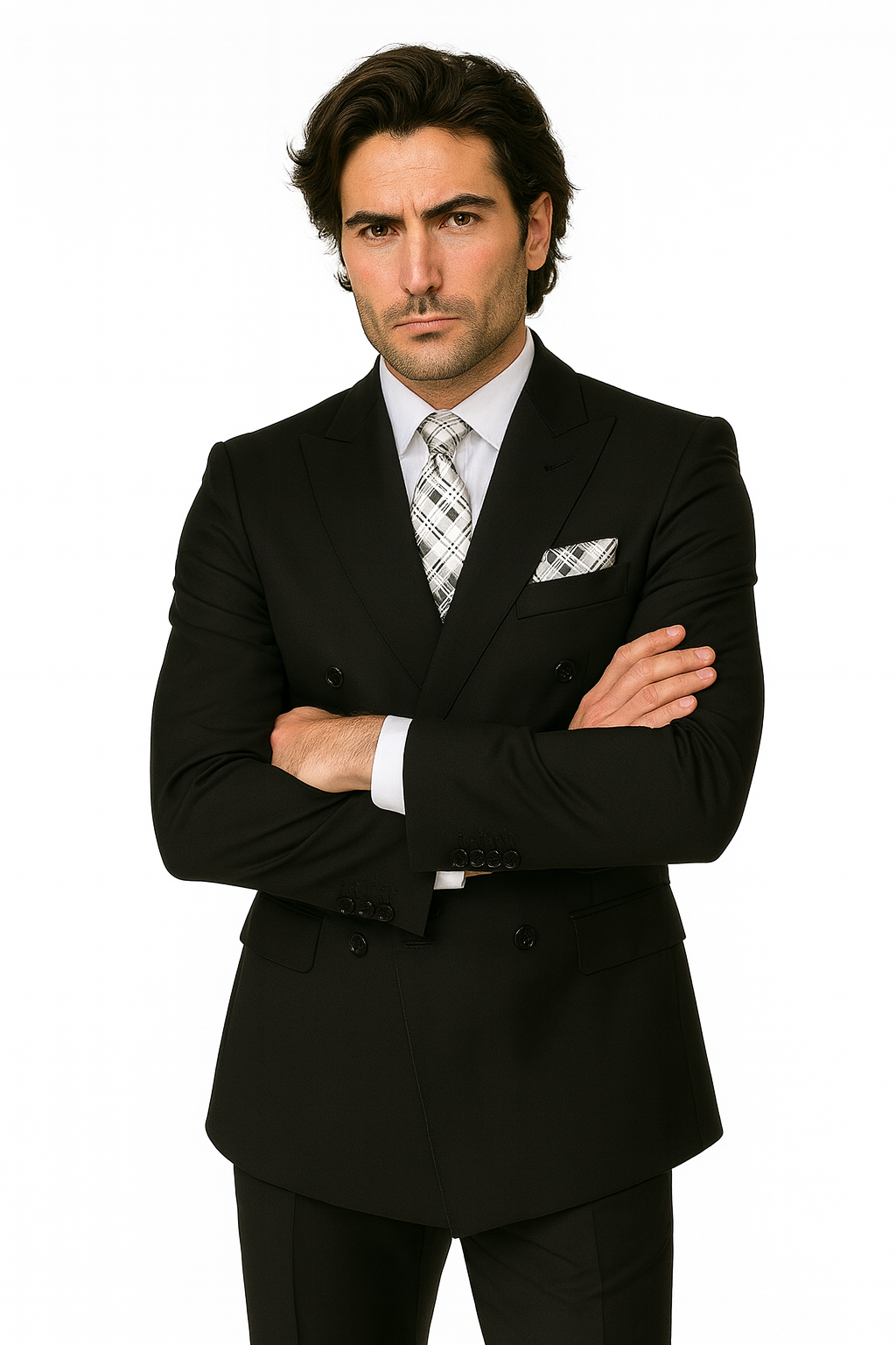 Pacelli by Zacchi Men's 2-Piece Double Breasted Suit - Solid Colors - 38 Short Jacket+32 Waist Adjustable 28to34)(Height: 5 4 to5 7 )(Neck  15-16.5)S-M)