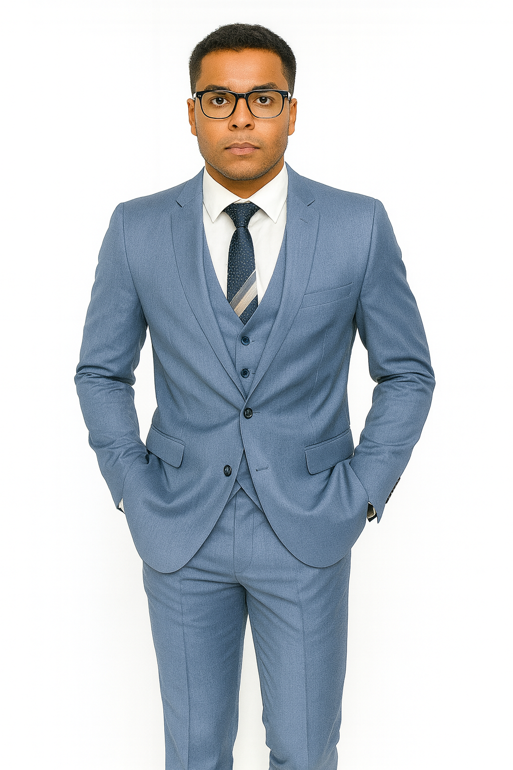 Dusty Blue Groomsmen Suits - Dusty Blue Suits - Mens Suits suit - 38 Regular - 32 Waist