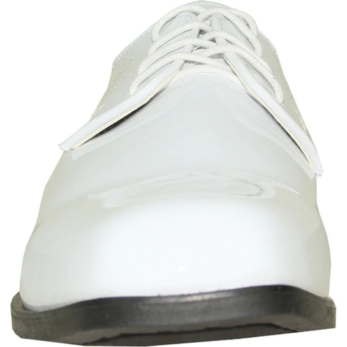 Bravo Mens Classic Formal Shiny Patent Tuxedo Shoe in White