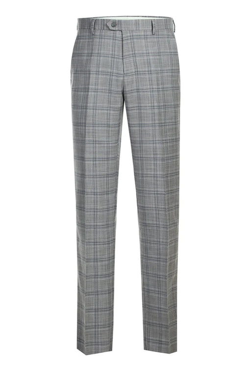 "Classic Fit Men's Two-Button Suit in Light Grey Plaid"
