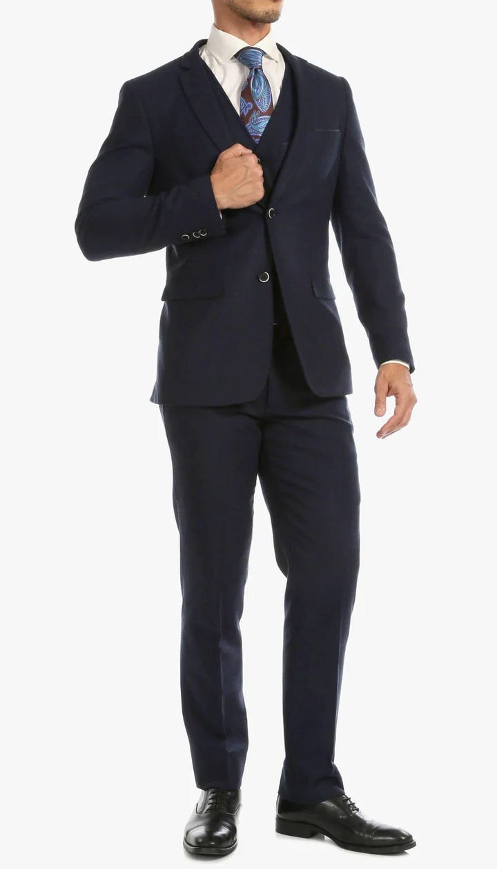 1920's Men's Clothing - Tweed Suit - Herringbone 1920s Mens Suit - Vintage Navy Tweed Suit - 38 Short Jacket+32 Waist Adjustable 28to34)(Height: 5 4 to5 7 )(Neck 15-16.5)S-M)