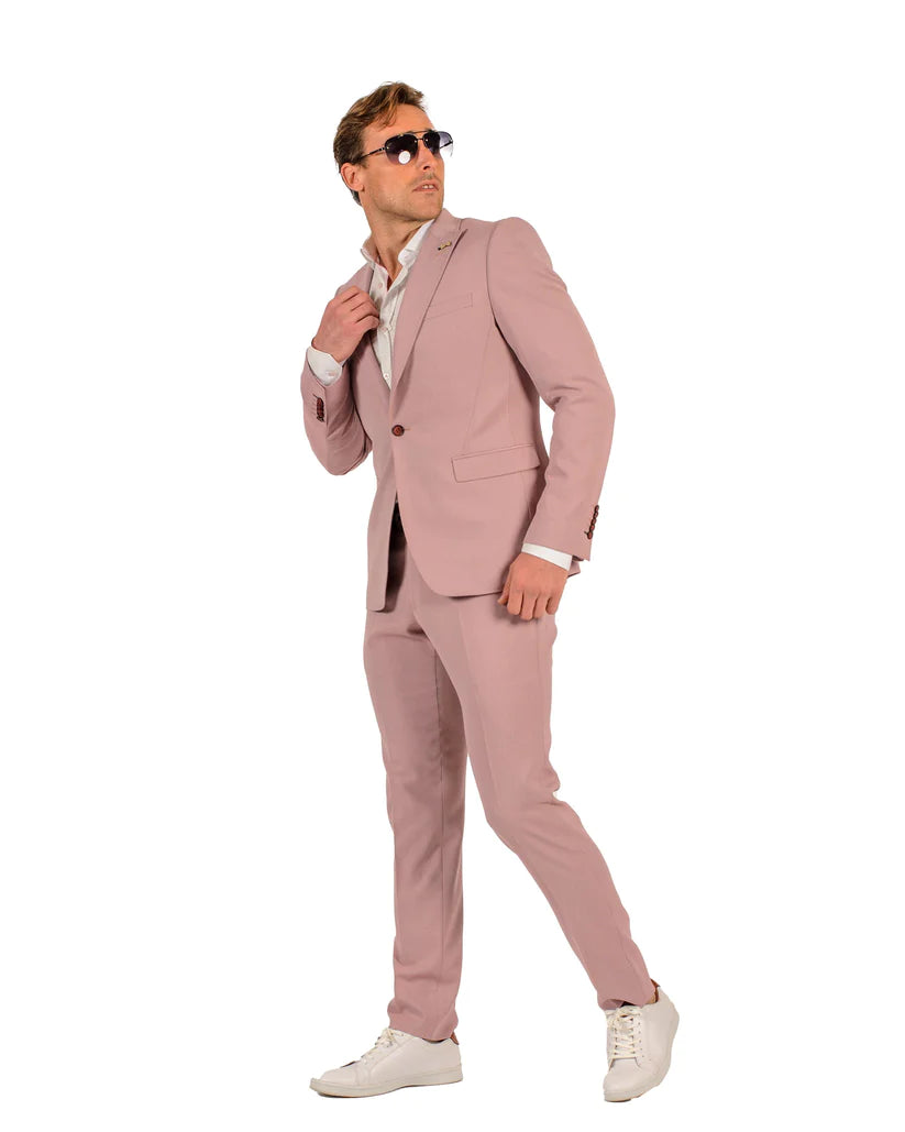 Stretch Fabric - "Blush/Red" Light Weight Suit - Slim Fitted Suit "Style #" - Blush Red