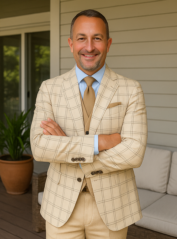 Wool Suit - Italian Made Business Suit by Statement Men's 3 Piece 100% Wool Modern Fit Suit - Accented Scoop Vest - 38R