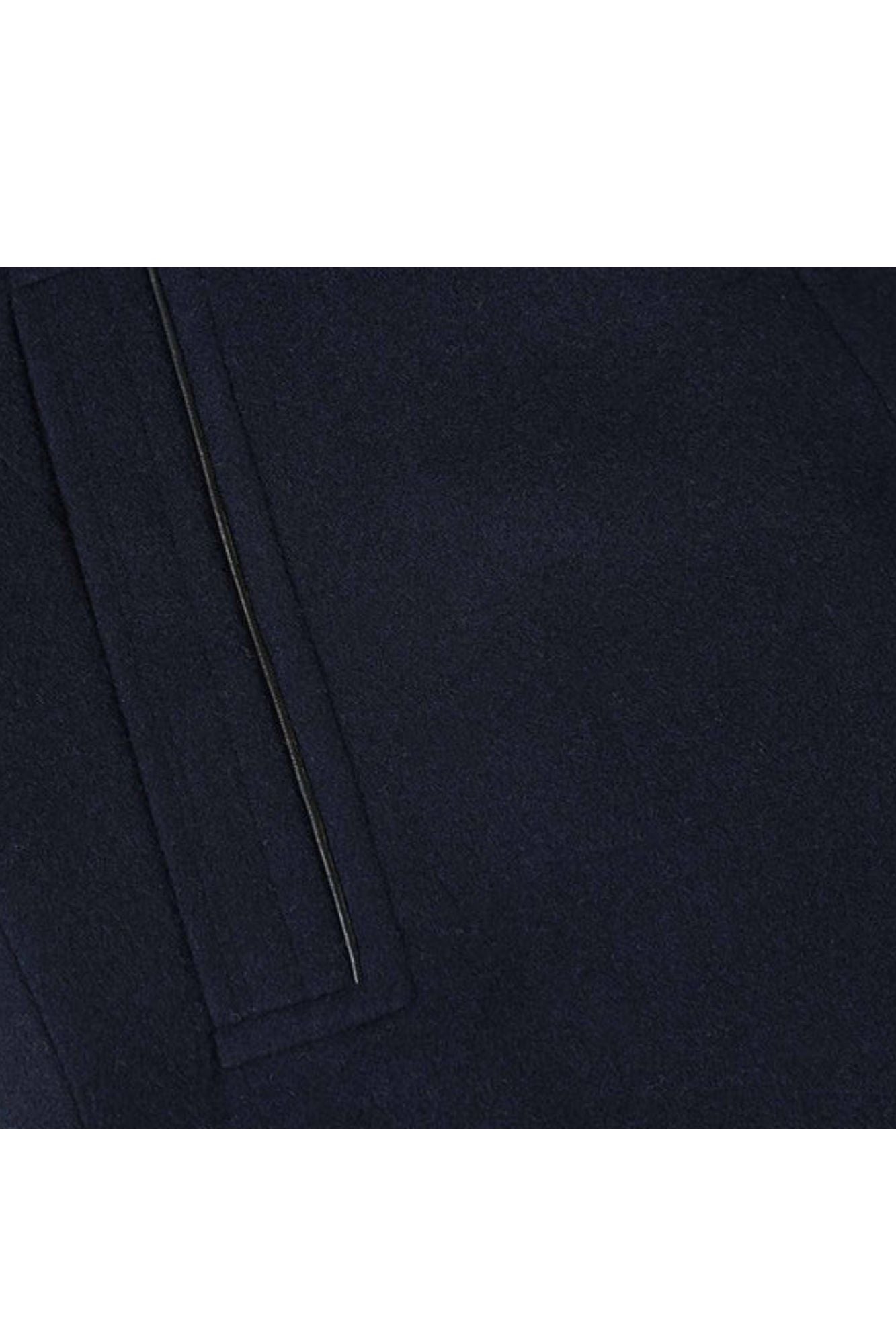 Navy Slim Fit Wool Blend Short Coat with Detachable Full Zipper - Coat Size 38