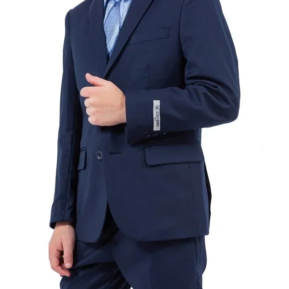 Exclusive Stacy Adams 5pc Boys Suit Solid Slim Fit, Navy - Boy Size : 4 (Weight 38 to 49)