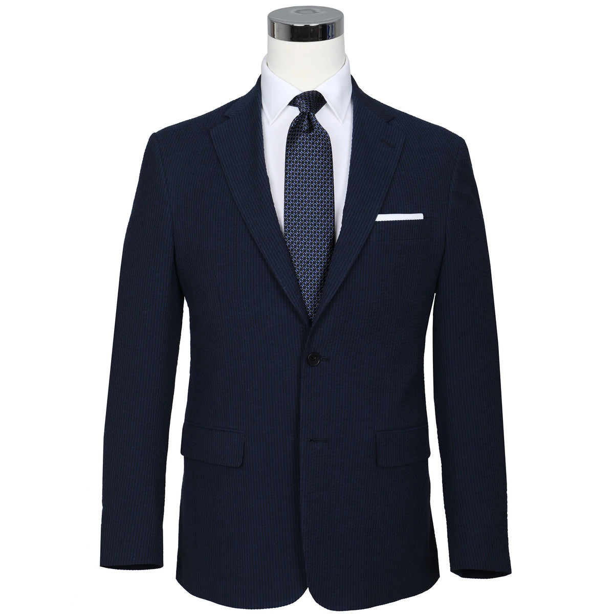 Seersucker Blazer - "Navy/Black" Seersucker Sport Coat Vieux Carre Navy/Black Seersucker Stretch Sport Coat