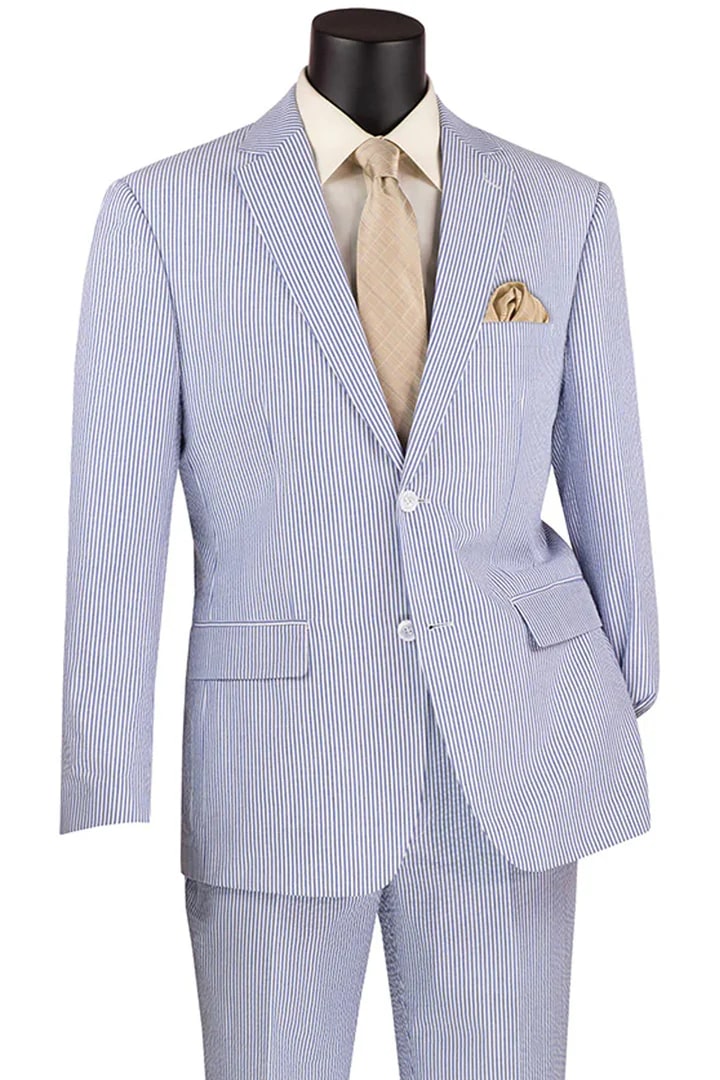 Cheap priced Suit - Men's 2pc Summer Seersucker Modern Fit Navy Suit - 38 Short Jacket+32 Waist Adjustable 28to34)(Height: 5 4 to5 7 )(Neck 15-16.5)S-M)