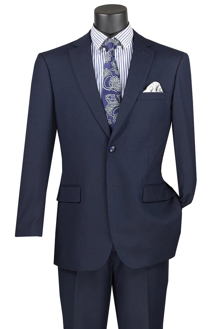 Cheap Priced Suit - Mens Modern Fit 2 Button Navy Suit - 38 Short Jacket+32 Waist Adjustable 28to34)(Height: 5 4 to5 7 )(Neck 15-16.5)S-M)